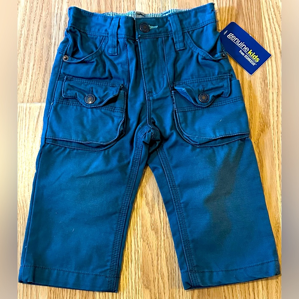 Genuine Kids by Oshkosh Blue Cargo Pants w/ Stretch Waistband- Size 12mo - NWT
